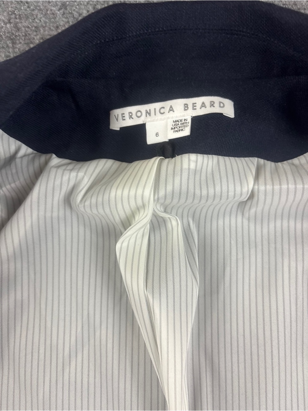 Veronica Beard Women’s Miller Dickey Jacket Navy Blue Linen Blend Gold Button -6 - Picture 4 of 12